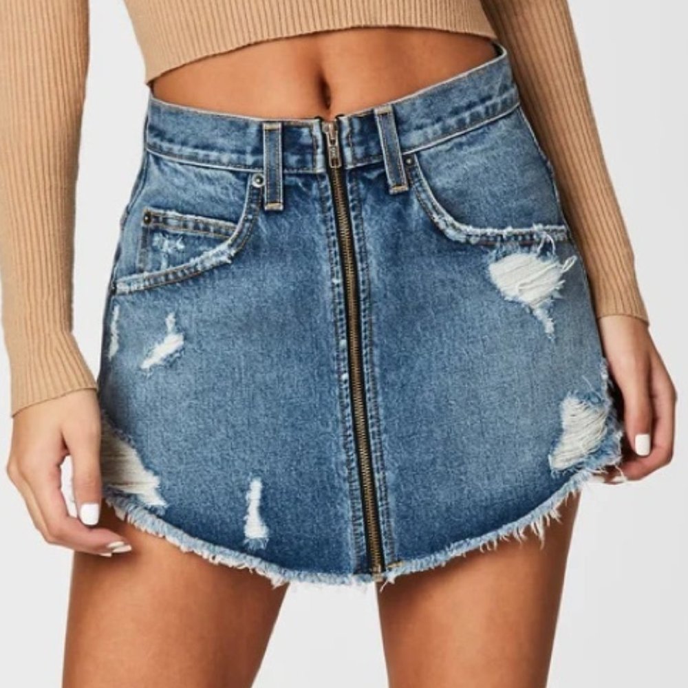 Carmar Denim Beatrice Zip Front Mini Skirt